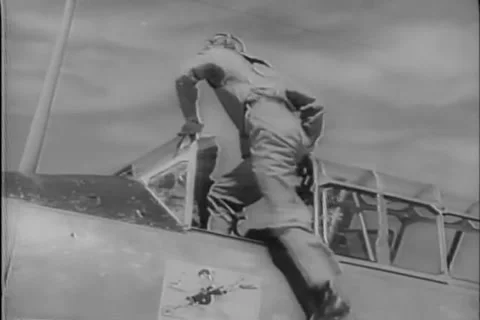 World War 2 - Newest Navy carrier tested on great lakes USS Wolverine 1943 Stock Footage 256233371