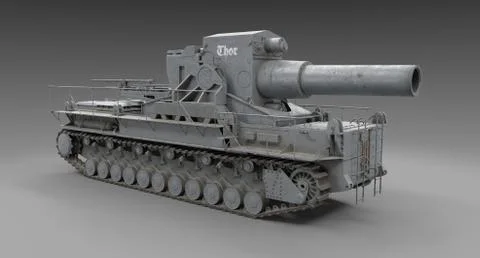 World War 2- Right side of German Mortar Karl with straight barrel Stock Illustration