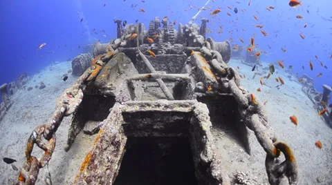 World war 2 shipwreck - SS Thistlegorm - 29.97fps Stock Footage 38424973