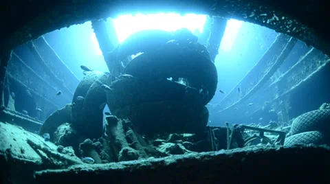 World war 2 shipwreck - SS Thistlegorm - 25fps Stock Footage 38428179