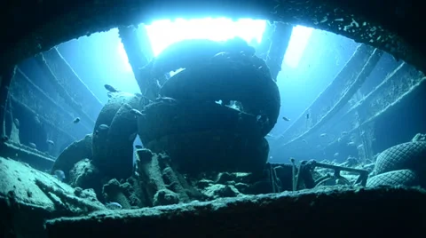 World war 2 shipwreck - SS Thistlegorm - 29.97fps Stock Footage 38434687