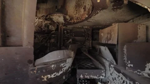World war 2 tank point of view from inside and pull back Stock Footage 247979705