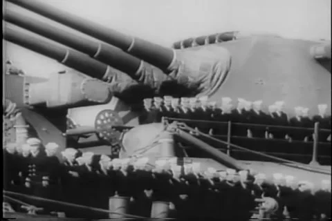 World War 2 - U.S. Hero ship welcomed home 1942 Stock Footage 171600350