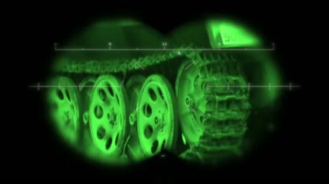 World War 2 vehicle viewed through binoculars 스톡 동영상 57336227