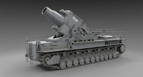 World War 2- View on the Massive 60 cm Single Mortar Karl Stock Illustration