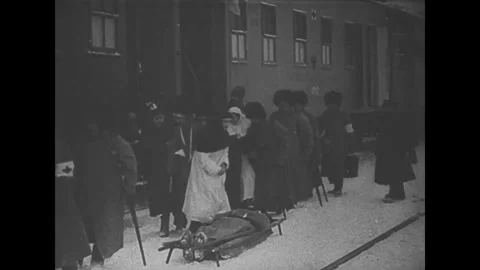 World War I. Wounded Russian soldiers Stock Footage 265088646