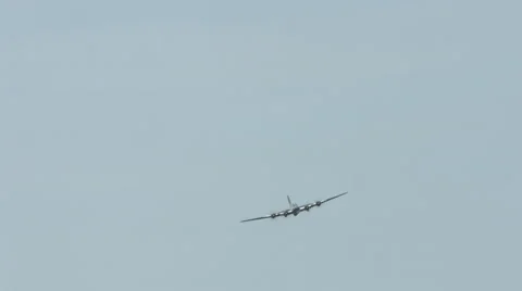 World War II B-17 Flying Fortress approaching 24P 4K Stock Footage 42664645