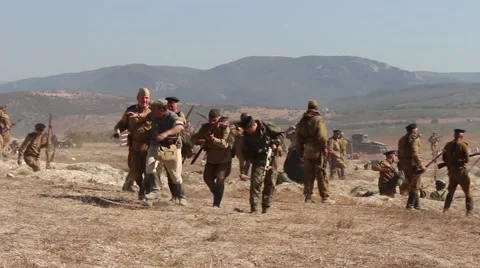 World War II combat action. Soviet troops Vídeo Stock 55505592