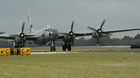 World War II era B-29 bomber Stock Footage 10833954