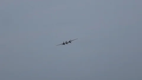 World War II era B-25 Mitchell performs a flyby Stock Footage 111589229