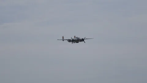 World War II era B-25 Mitchell performs a flyby Stock Footage 111589542