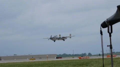 World War II era B-25 Mitchell performs a flyby Stock Footage 111821968