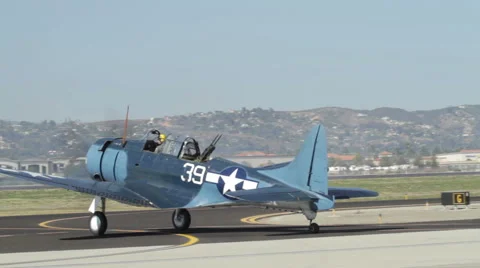 World War ii fighter jet on the tarmac Stock Footage 45720789