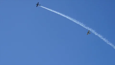 World War II fighter jets flyover Stock Footage 111924059