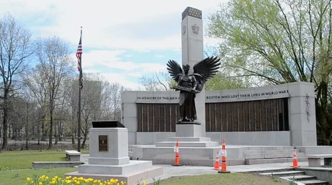 World War II Memorial in Boston's Back Bay Fens in Boston, USA. Stock Footage 62843363
