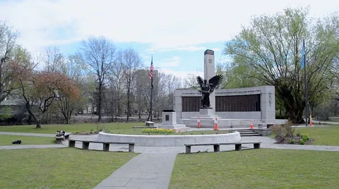 World War II Memorial in Boston's Back Bay Fens in Boston, USA. Stock Footage 62843376