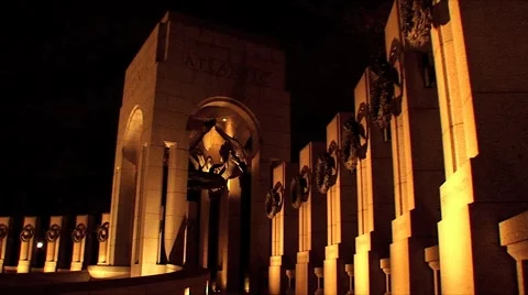 World War II Memorial At Night Stock Footage 1068678