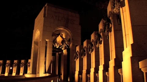 World War II Memorial At Night  Stock Footage 1068680