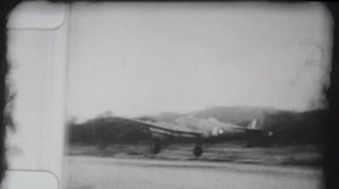World War II Plane Taking Off Stock Footage 35503293