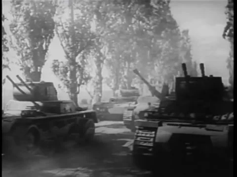 World War II reenactment - German military tanks shooting Stock-Footage 260250747