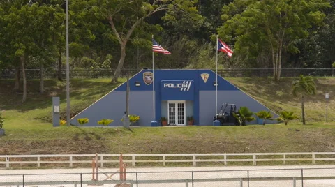 World War II restored bunker arsenal turned into Police Station 6 Stock Footage 41545192