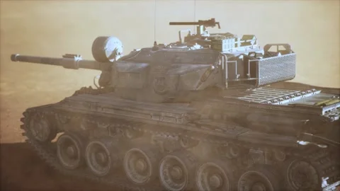 Tank In Desert Stock Video Footage