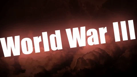World War III glowing and animated title against a nuclear explosion background Stock Footage 122452167