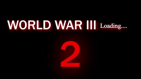 World war iii loading screen concept with number three and red neon text.Fu.. Stock Footage 313426010