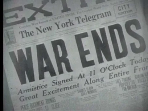 World War One ends and the world celebrates. Stock Footage 74777140