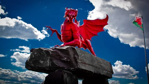 World War One timelapse : Welsh Dragon Memorial Stock Footage 89806548