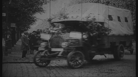 World War One WWI - German Artillery preparing for battle and firing on enemy Stock Footage 126020973