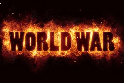 World war terror terrorism fire burn flame text is explode Stock Illustration