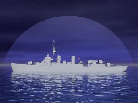 World War Two Navy Destroyer Stock Illustration
