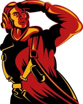 World war two pilot airman retro. Stock Illustration
