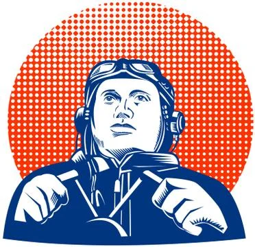 World war two pilot airman retro. Stock Illustration