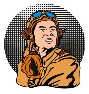 World war two pilot airman retro. Stock Illustration