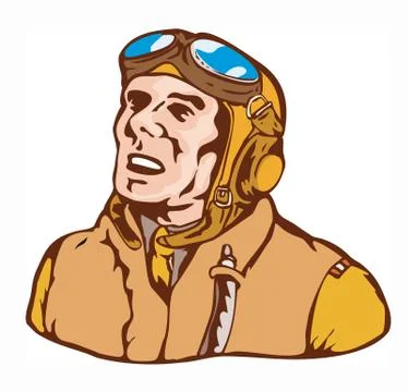 World war two pilot airman retro. Stock Illustration
