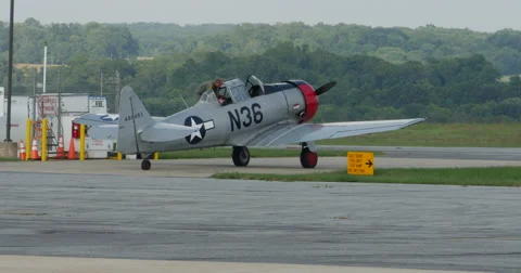 World War Two Single Engine Airplane Getting Ready to Fly, 4K Stock Footage 66685117