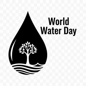 World Water Day logo with tree in a drop, symbolizing conservation Illustrazione stock