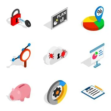 World web icons set, isometric style Stock Illustration