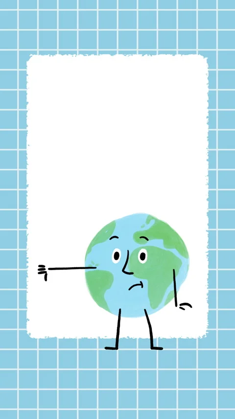 World with Western Map Character Thumbs Down 4K Vertical Animated Story Video Stock Footage 325085374