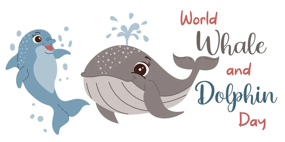 World Whale and Dolphin Day. Holiday concept. Template for background, bann.. Stock Illustration
