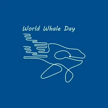 World Whale Day. Continuous line drawing of whale. Hand drawn Vector Stock Illustration