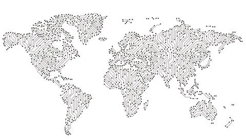 World wide internet network with circuit board pattern イラスト素材