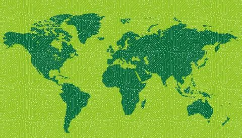 World wide internet network with circuit board pattern Stock-Illustration