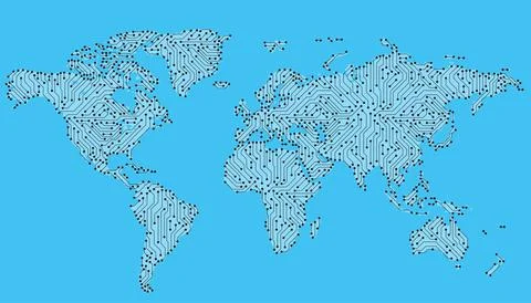 World wide internet network with circuit board pattern イラスト素材