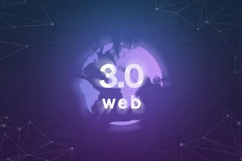 World wide web 3.0 based on blockchain technology and earth concept illustrat Stock Photos
