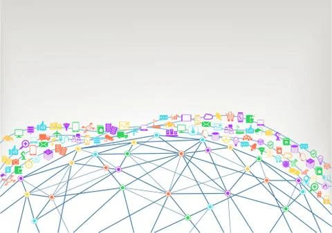 World wide web and internet of things (IoT) concept of connected devices Stock Illustration