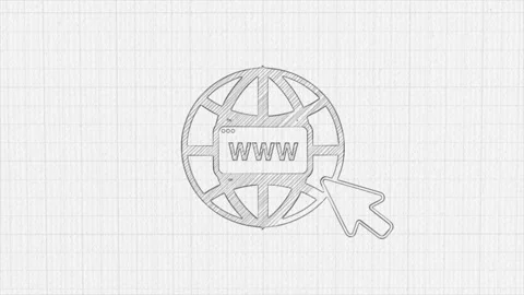 World wide web concept globe icon with color drawing effect. Doodle animation Stock Footage 185636604