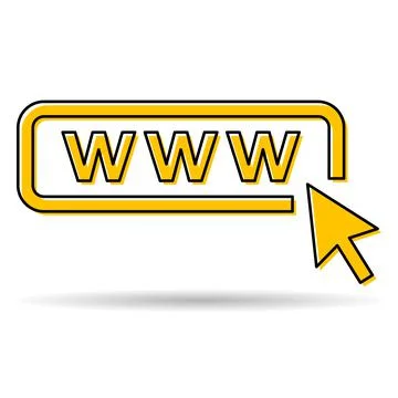 World wide web icon shadow, www internet website symbol, click mouse arrow si 스톡 일러스트